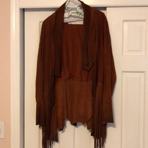 Burgundy suede free people festival jacket